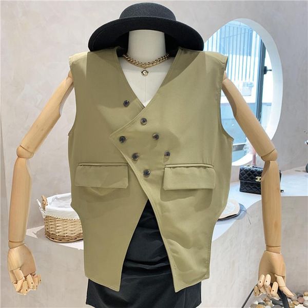 women's tanks & camis niche design clothing summer 2021 fashion sense v-neck double breasted irregular blazer vest coat, White
women's tanks & camis niche design clothing summer 2021 fashion sense v-neck double breasted irregular blazer vest coat, White