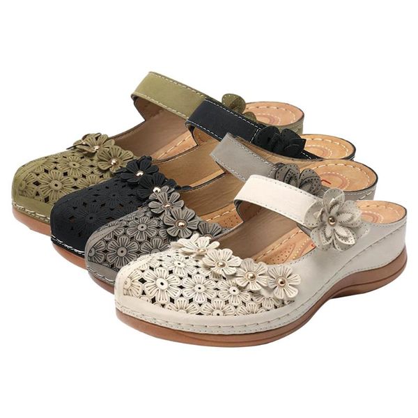 summer women sandals handmade ladies shoes leather floral flats retro style for woman, Black
summer women sandals handmade ladies shoes leather floral flats retro style for woman, Black