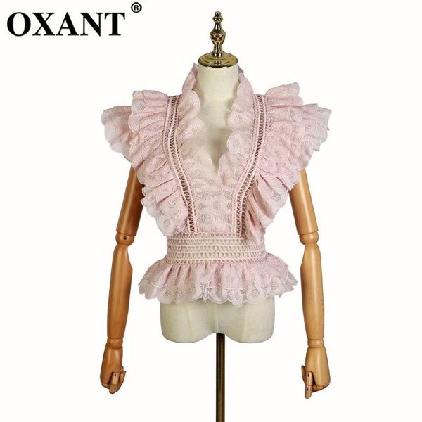 women's blouses & shirts oxant lace shirt sleeveless hollowed-out v-neck pleated blouse flounces female celebrities women, White
women's blouses & shirts oxant lace shirt sleeveless hollowed-out v-neck pleated blouse flounces female celebrities women, White