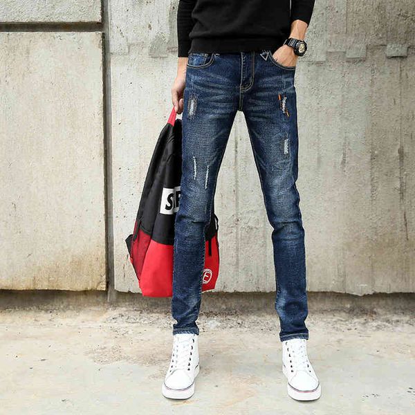 spring jeans men's korean fashion personality hole patch youth slim leggings elastic pants, Blue
spring jeans men's korean fashion personality hole patch youth slim leggings elastic pants, Blue