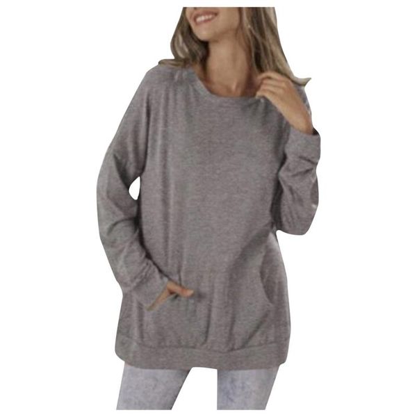 women's t-shirt women autumn femme long-sleeved basic tshirt solid color casual pocket round neck plus size clothing, White
women's t-shirt women autumn femme long-sleeved basic tshirt solid color casual pocket round neck plus size clothing, White