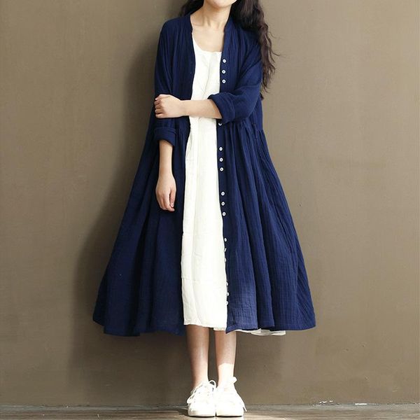 casual dresses spring women loose long sleeve blue cotton linen dress vintage plus size girls large elegant female vestidos, Black;gray
casual dresses spring women loose long sleeve blue cotton linen dress vintage plus size girls large elegant female vestidos, Black;gray