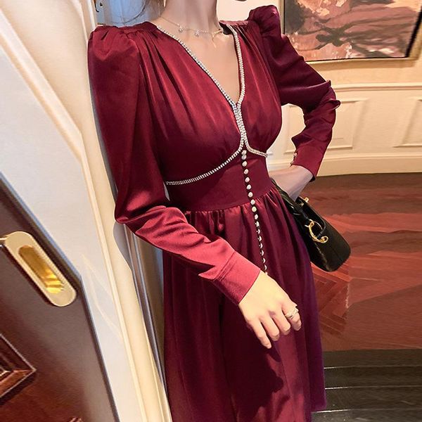 casual dresses wine red dress show thin waist 2021 spring fashion aristocratic temperament french vintage is 9401, Black;gray
casual dresses wine red dress show thin waist 2021 spring fashion aristocratic temperament french vintage is 9401, Black;gray
