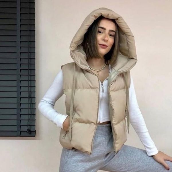 women's vests a fashion autumn casual basic hooded women elegant zipper closure short coats solid cotton ladies, Black;white
women's vests a fashion autumn casual basic hooded women elegant zipper closure short coats solid cotton ladies, Black;white
