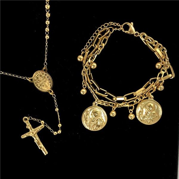 pendant necklaces 1 set st. benedict medal necklace catholic san benito jesus cross collares for men women religious jewelry, Silver
pendant necklaces 1 set st. benedict medal necklace catholic san benito jesus cross collares for men women religious jewelry, Silver