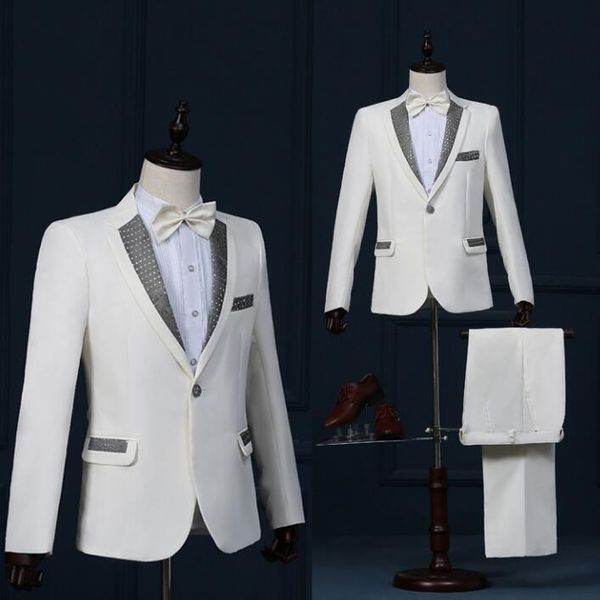 paillette stage clothing for men suit set with pants 2021 mens wedding suits costume groom formal dress singer star style dance men's &, White;black
paillette stage clothing for men suit set with pants 2021 mens wedding suits costume groom formal dress singer star style dance men's &, White;black
