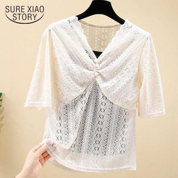 korean summer casual shirts clothes lace women solid short sleeve v-neck blouse blusas mujer de moda 2021 9421 women's blouses &, White
korean summer casual shirts clothes lace women solid short sleeve v-neck blouse blusas mujer de moda 2021 9421 women's blouses &, White