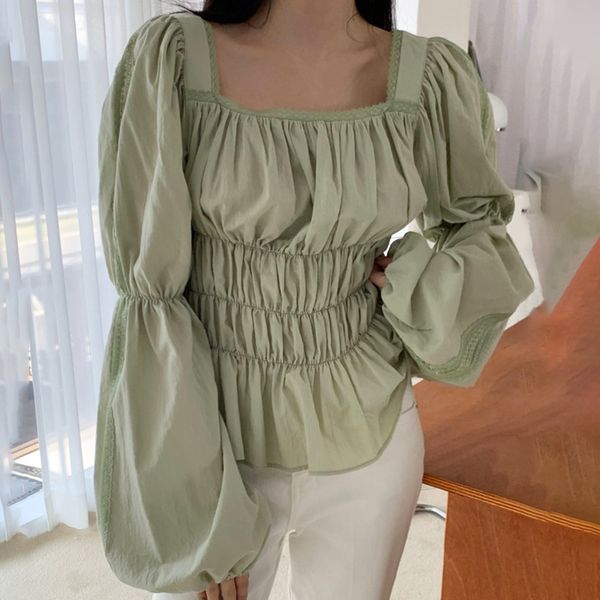 spring women sweet blouse square collar long puff sleeve white patchwork lace pleasted ruffles loose shirt 8p007 210510
spring women sweet blouse square collar long puff sleeve white patchwork lace pleasted ruffles loose shirt 8p007 210510