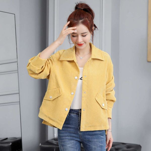 short small coat women's autumn and winter versatile version thin loose corduroy fragrance jacket, Black;brown
short small coat women's autumn and winter versatile version thin loose corduroy fragrance jacket, Black;brown