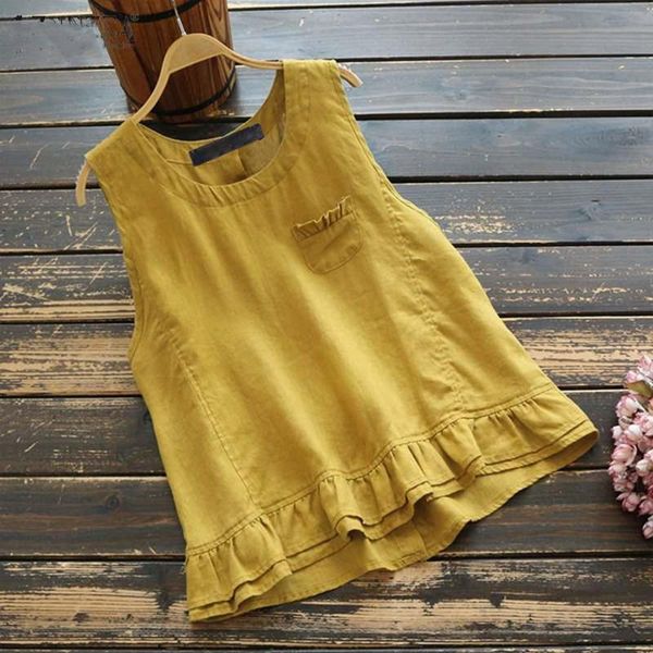 women's blouses & shirts women summer tanks vintage cotton linen blouse casual bohemian sleeveless ruffles shirt solid blusas femme to, White
women's blouses & shirts women summer tanks vintage cotton linen blouse casual bohemian sleeveless ruffles shirt solid blusas femme to, White
