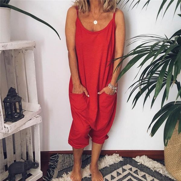 women's jumpsuits & rompers 4colors women summer clothes 2021 wide leg open back black red jumpsuit pocket belt sleeveless sling casual, Black;white
women's jumpsuits & rompers 4colors women summer clothes 2021 wide leg open back black red jumpsuit pocket belt sleeveless sling casual, Black;white