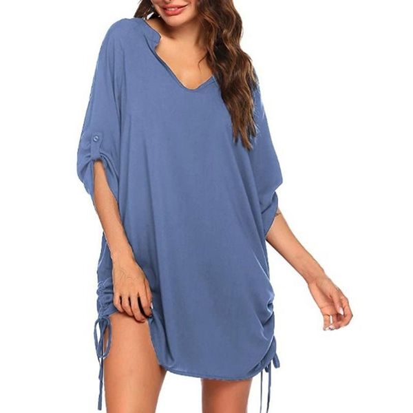 women's fashion solid color v-neck long sleeve short beach blouse shirt dress traje de bao mujer una pieza saida praia swimwear ymyq, White;black
women's fashion solid color v-neck long sleeve short beach blouse shirt dress traje de bao mujer una pieza saida praia swimwear ymyq, White;black