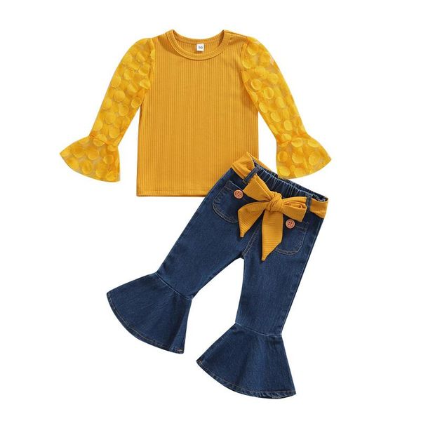 clothing sets little girls clothes set, fashion dot print long mesh sleeve o-neck +solid color flared denim trousers with belt 1-6years, White
clothing sets little girls clothes set, fashion dot print long mesh sleeve o-neck +solid color flared denim trousers with belt 1-6years, White