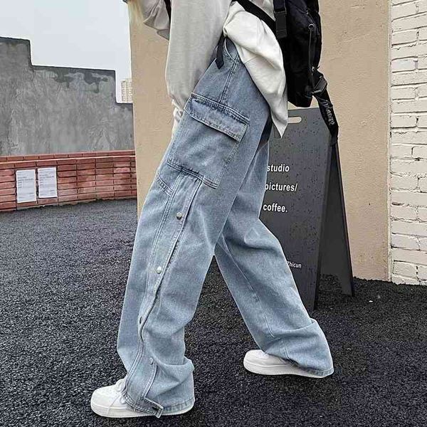 spnnx high street breasted washed jeans antique pants loose drape tooling wide leg daddy, Blue
spnnx high street breasted washed jeans antique pants loose drape tooling wide leg daddy, Blue