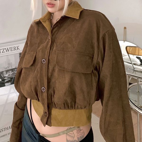 vintage fashion brown corduroy jackets for women single breasted cropped coat pockets basic winter jacket fall casual, Black;brown
vintage fashion brown corduroy jackets for women single breasted cropped coat pockets basic winter jacket fall casual, Black;brown