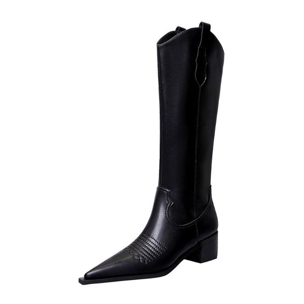 dress shoes thick heel high wood grain with point retro wind knight boots winter sleeve for women, Black
dress shoes thick heel high wood grain with point retro wind knight boots winter sleeve for women, Black