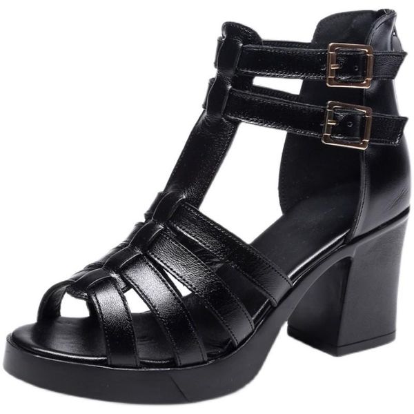 mature women's sandals stitching vamp fashion all-match classic with heel elegant open-toed, Black
mature women's sandals stitching vamp fashion all-match classic with heel elegant open-toed, Black