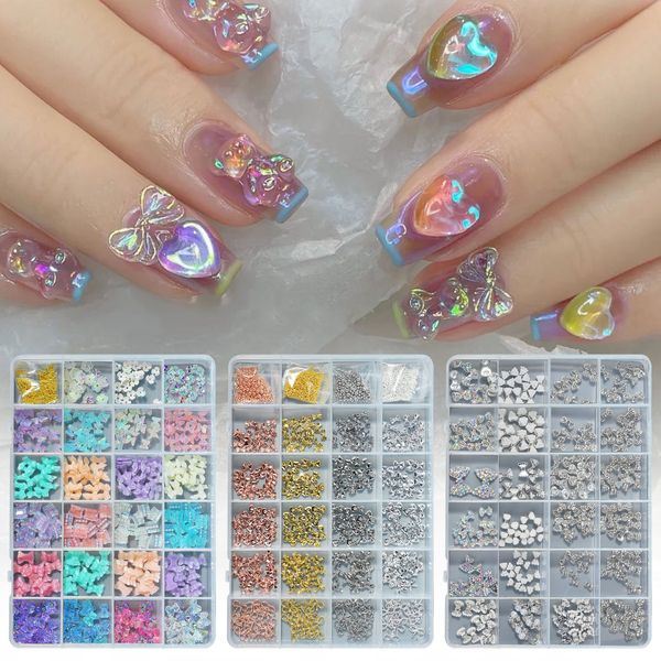 24 grid bow nail art decorations fashion nails rhinestones gems jewelry accessories for diy manicure design, Silver;gold
24 grid bow nail art decorations fashion nails rhinestones gems jewelry accessories for diy manicure design, Silver;gold