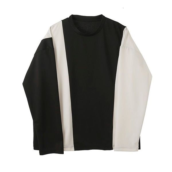 iefb / men's wear classic black white contrast color stitching round collar t-shirs for male long sleeve oversize 9y3899 210524, White;black
iefb / men's wear classic black white contrast color stitching round collar t-shirs for male long sleeve oversize 9y3899 210524, White;black