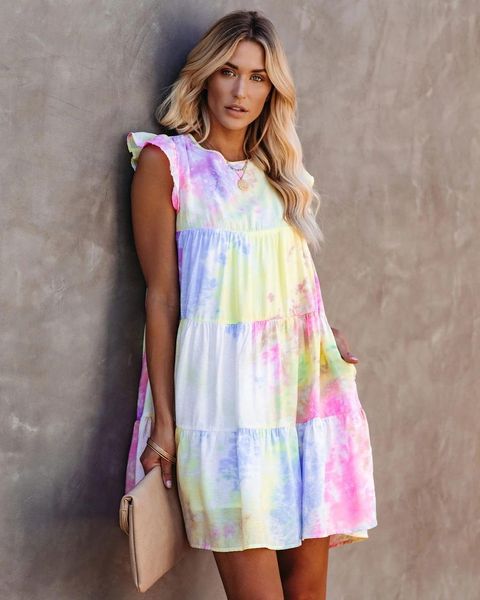 summer tie dye print womens sleepwears dress sleeveless o neck loose party mini dresses fashion ruffled pocket streetwear vestido, Black;red
summer tie dye print womens sleepwears dress sleeveless o neck loose party mini dresses fashion ruffled pocket streetwear vestido, Black;red