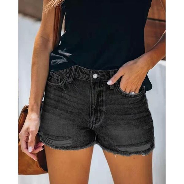 women's shorts black ripped female denim summer ladies high waist jeans plus, White;black
women's shorts black ripped female denim summer ladies high waist jeans plus, White;black