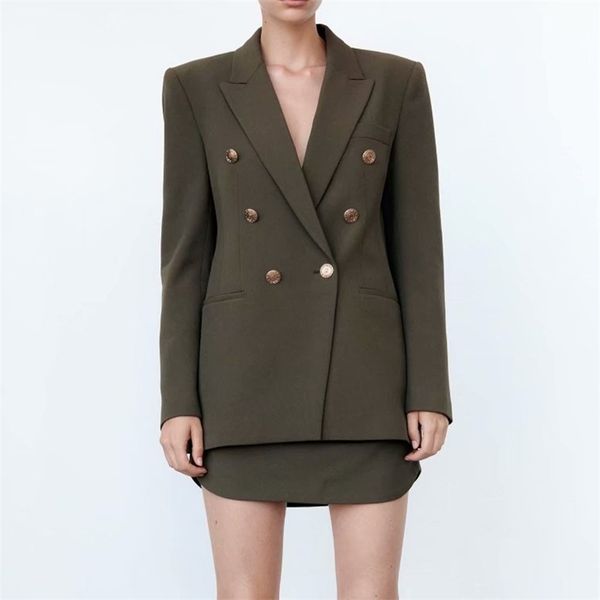 za women autumn fashion double breasted slim blazer coat vintage long sleeve casual female outerwear chic 210930, White;black
za women autumn fashion double breasted slim blazer coat vintage long sleeve casual female outerwear chic 210930, White;black