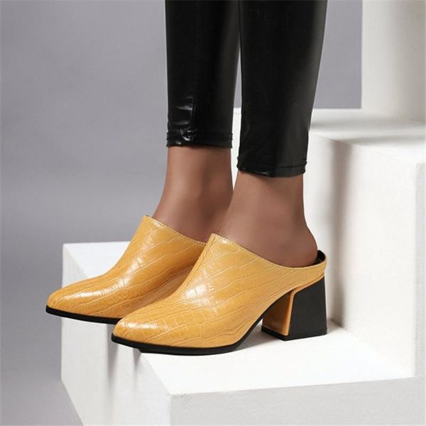 slippers pxelena fashion shoes women slides block chunky high heels slip on pointed toe mules lady 2021 summer plus size 34-43, Black
slippers pxelena fashion shoes women slides block chunky high heels slip on pointed toe mules lady 2021 summer plus size 34-43, Black