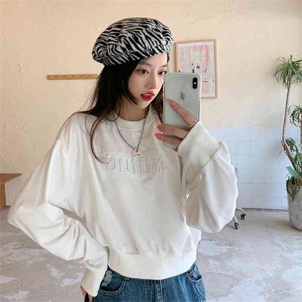 2021 autumn new three-dimensional letter round neck long sleeve women's korean loose short sweater, Black
2021 autumn new three-dimensional letter round neck long sleeve women's korean loose short sweater, Black