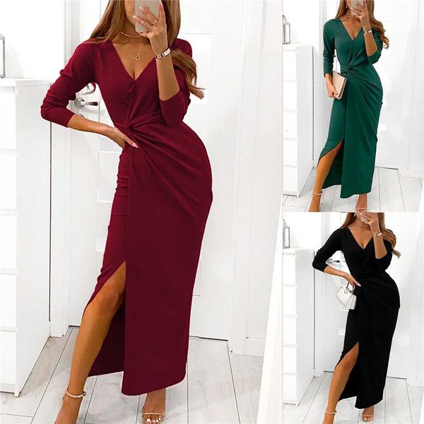 casual dresses women irregular ball gown adults autumn solid color v-neck long sleeve slit dress, Black;gray
casual dresses women irregular ball gown adults autumn solid color v-neck long sleeve slit dress, Black;gray