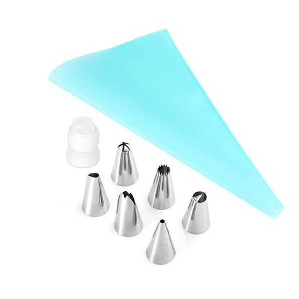 baking & pastry tools 8 pcs/set silicone kitchen accessories icing piping cream bag + 6 stainless steel nozzle set diy cake decorating tips
baking & pastry tools 8 pcs/set silicone kitchen accessories icing piping cream bag + 6 stainless steel nozzle set diy cake decorating tips