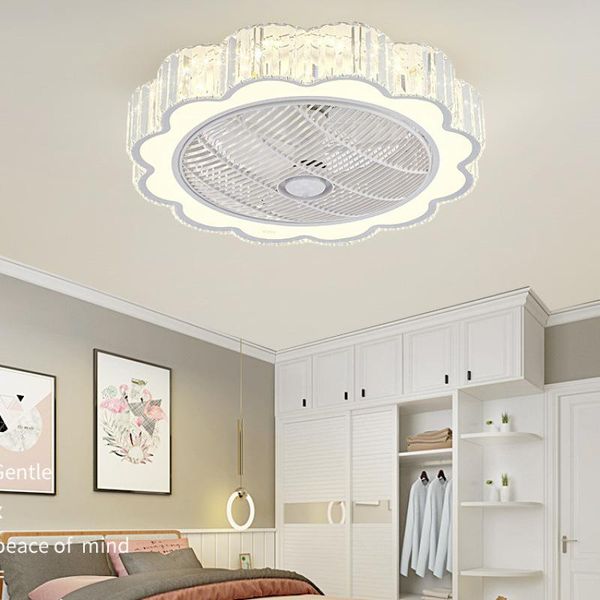 ceiling fans led crystal fan light stepless dimming three-speed adjustable wind living room bedroom decoration round modern minimalist