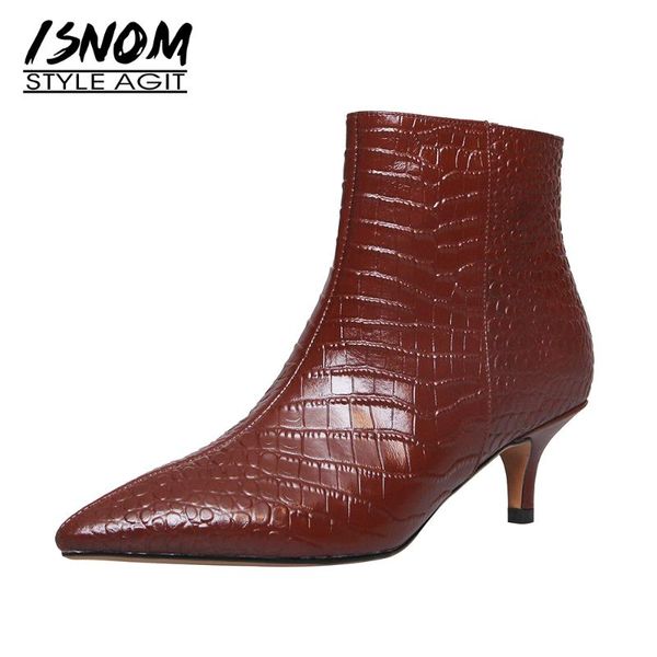 boots isnom 2021 women genuine leather shoes woman pointed toe med heels ankle ladies elegant autumn winter boot, Black
boots isnom 2021 women genuine leather shoes woman pointed toe med heels ankle ladies elegant autumn winter boot, Black