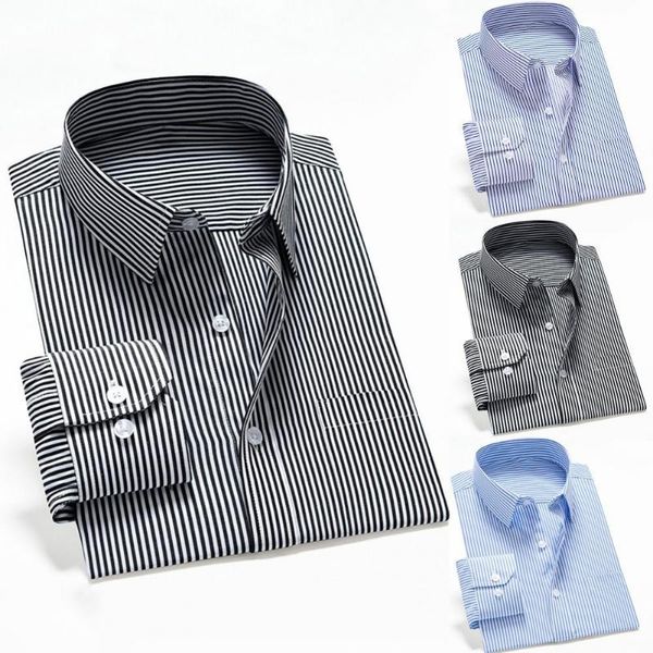 men's casual shirts business shirt stripe single-breasted turn-down collar slim formal for work, White;black
men's casual shirts business shirt stripe single-breasted turn-down collar slim formal for work, White;black