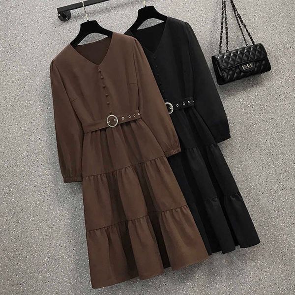 office ladies elegant corduroy dress with belt women long sleeve french vintage korean dresses spring autumn a-line vestido 210604, Black;gray
office ladies elegant corduroy dress with belt women long sleeve french vintage korean dresses spring autumn a-line vestido 210604, Black;gray
