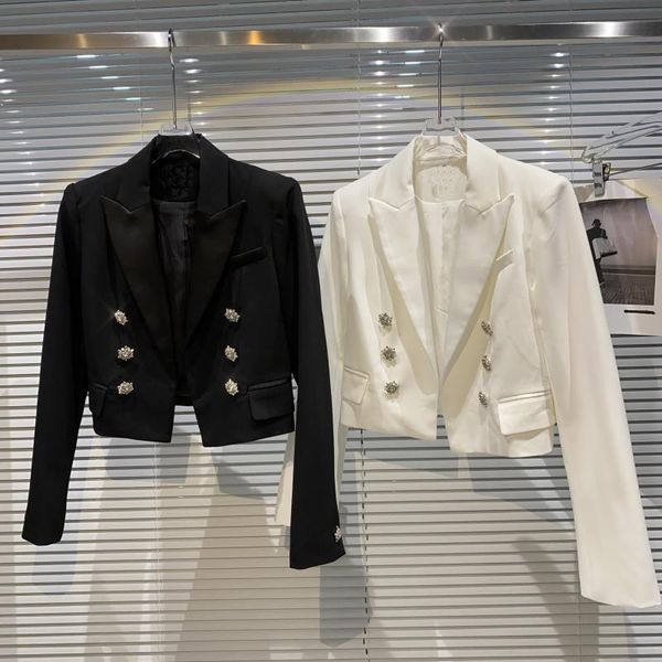 women's suits & blazers est 2021 designer jacket diamonds buttons double breasted short blazer, White;black
women's suits & blazers est 2021 designer jacket diamonds buttons double breasted short blazer, White;black
