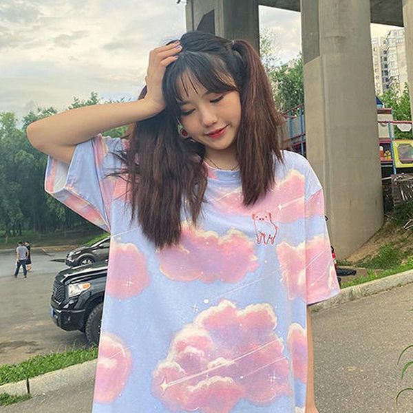 women's t-shirt y2k streetwear harajuku tie-dye cloud pattern summer style oversize women korean ins sweet cute loose, White
women's t-shirt y2k streetwear harajuku tie-dye cloud pattern summer style oversize women korean ins sweet cute loose, White