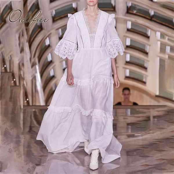 summer elegant women long party dress white lace embroidery loose maxi beach 210513, Black;gray
summer elegant women long party dress white lace embroidery loose maxi beach 210513, Black;gray