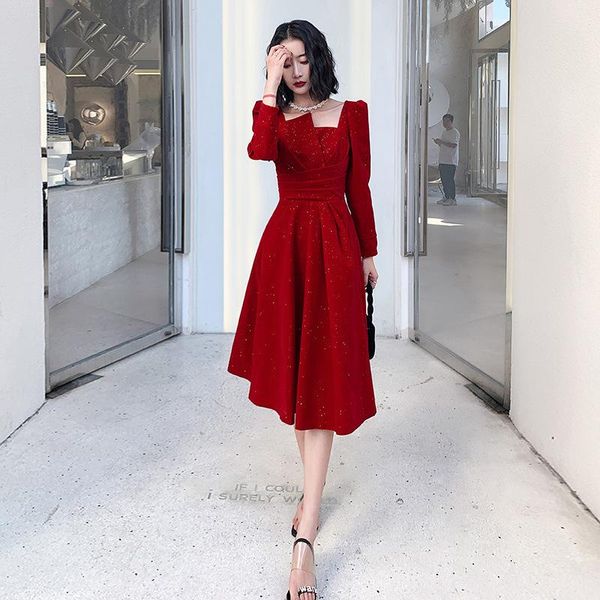 burgundy square neck bridesmaid dresses wedding party dress long sleeve elegant a-line bride toast clothing ethnic, Red
burgundy square neck bridesmaid dresses wedding party dress long sleeve elegant a-line bride toast clothing ethnic, Red