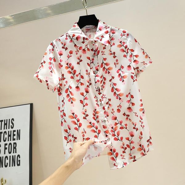 women's blouses & shirts plus size women 2021 summer temperamental floral print all-match slim-fit satin shirt short sleeve, White
women's blouses & shirts plus size women 2021 summer temperamental floral print all-match slim-fit satin shirt short sleeve, White