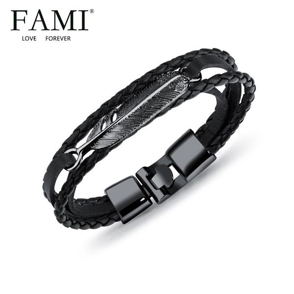 bangle fami personalized feather men's bracelet vintage black hand woven rope
bangle fami personalized feather men's bracelet vintage black hand woven rope