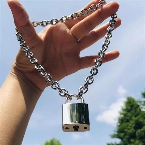 pendant necklaces hip hop women men lock chain necklace punk link stainless steel padlock gothic jewelry gifts, Silver
pendant necklaces hip hop women men lock chain necklace punk link stainless steel padlock gothic jewelry gifts, Silver