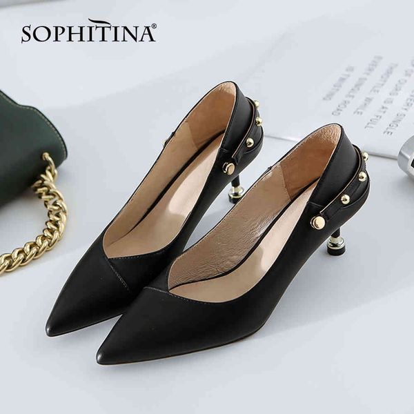 sophitina pumps woman shallow pointed toe genuine leather high thin heel offcie lace shoe concise style shoe po1025 210513, Black
sophitina pumps woman shallow pointed toe genuine leather high thin heel offcie lace shoe concise style shoe po1025 210513, Black