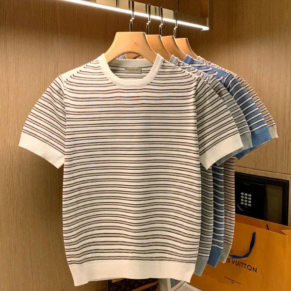 men's t-shirts summer 2022 o-neck striped knitted t shirt basic short sleeve men casual comfortable tee male clothes homme a89, White;black
men's t-shirts summer 2022 o-neck striped knitted t shirt basic short sleeve men casual comfortable tee male clothes homme a89, White;black