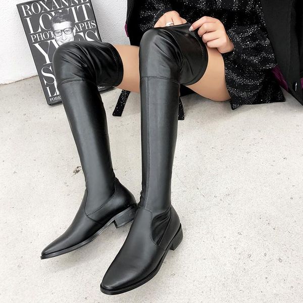 boots women genuine leather elastic sheep suede cowhide cow over-the-knee natural shoes, Black
boots women genuine leather elastic sheep suede cowhide cow over-the-knee natural shoes, Black