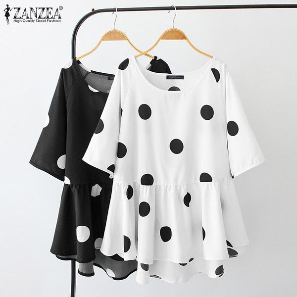women's blouses & shirts bohemian women blouse 2022 summer office lady polka dot casual short sleeve a-line blusa femininas over, White
women's blouses & shirts bohemian women blouse 2022 summer office lady polka dot casual short sleeve a-line blusa femininas over, White