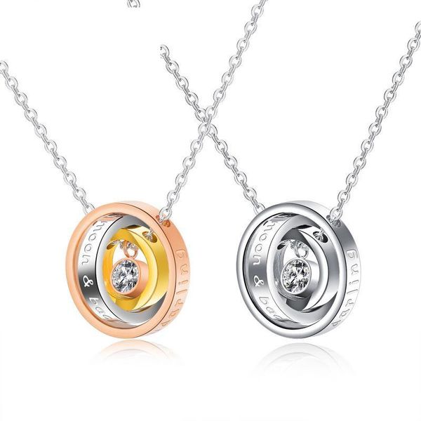 pendant necklaces three-color three- circle interlocking men and women titanium steel personality zircon couple necklace, Silver
pendant necklaces three-color three- circle interlocking men and women titanium steel personality zircon couple necklace, Silver