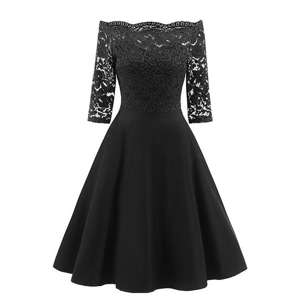 casual dresses women elegant slash collar lace patchwork dress 2021 autumn long sleeve vintage lady midi a-line evening party robe, Black;gray
casual dresses women elegant slash collar lace patchwork dress 2021 autumn long sleeve vintage lady midi a-line evening party robe, Black;gray