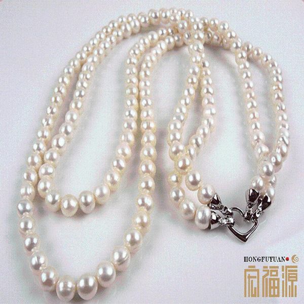 chains artificial farming real pearl necklace freshwater necklace/double chain, Silver 
chains artificial farming real pearl necklace freshwater necklace/double chain, Silver