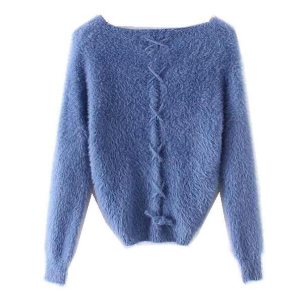 women's sweaters 2021 back lacing up shaggy hairy sweater women v neck long sleeve warm knitwear causal knitted short jumper kleding, White;black
women's sweaters 2021 back lacing up shaggy hairy sweater women v neck long sleeve warm knitwear causal knitted short jumper kleding, White;black