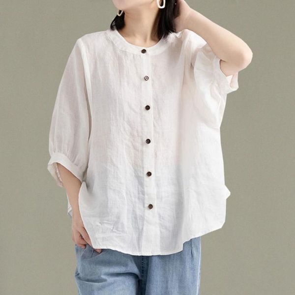 women's blouses & shirts 2021 puff sleeve summer linen women plus size clothing ladies loose vintage short female shirt blouse casual, White
women's blouses & shirts 2021 puff sleeve summer linen women plus size clothing ladies loose vintage short female shirt blouse casual, White